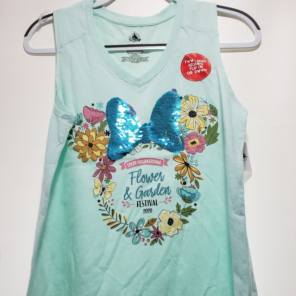Disney Epcot Flower and Garden Tank Top Sequin Bow
